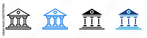 Bank icon set multiple style collection