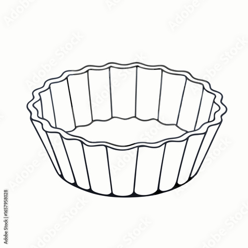 Ceramic ramekin with fluted sides for baking and cooking presentation with copy space