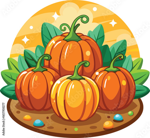 Autumn Halloween Elements Autumn Harvest Pumpkins Illustration