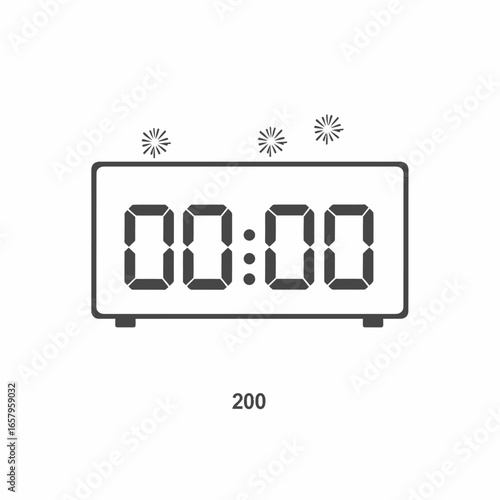 Digital Clock Showing Midnight with Fireworks Icon