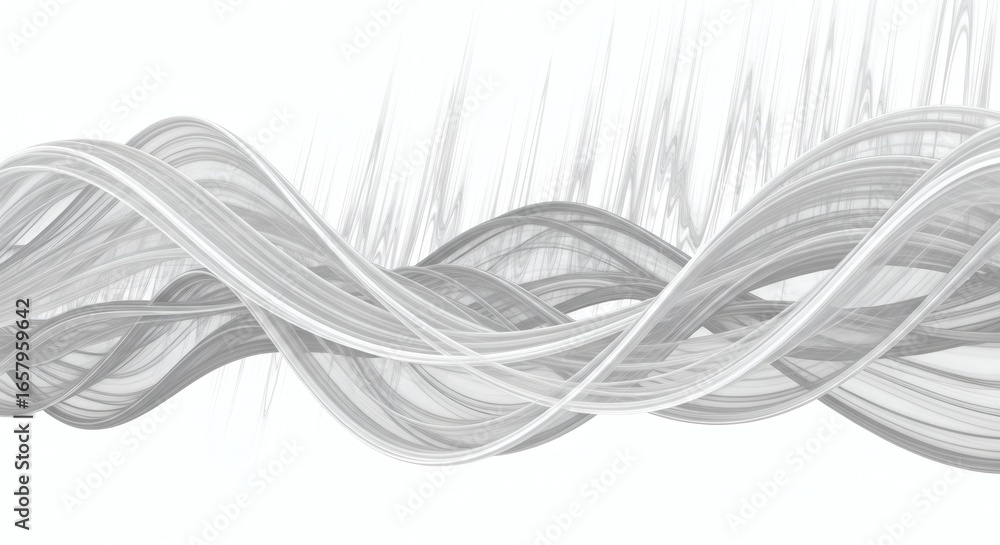 Abstract white background with intertwining grey ribbonlike waves Abstract white background with intertwining grey ribbonlike waves