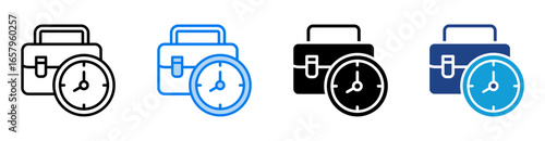 Working hours icon set multiple style collection