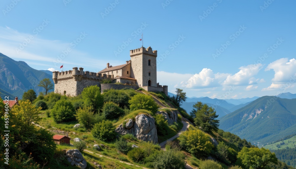 castle on the hill copy space position subject clearly. castle on the hill copy space position subject clearly.