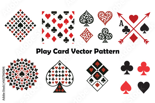 Play card suit vectors present diamond, club, heart, and spade on white background