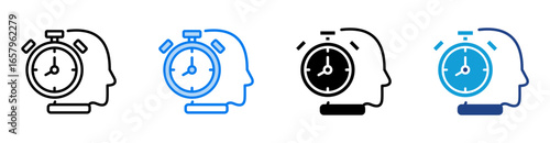 Time management icon set multiple style collection