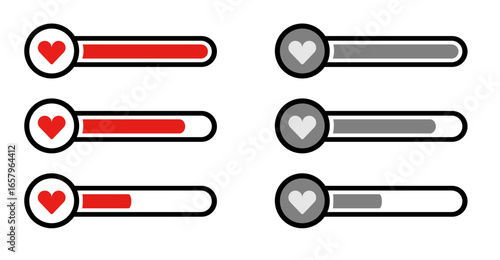 Heart Health and Energy Bars – Game HUD Icons	