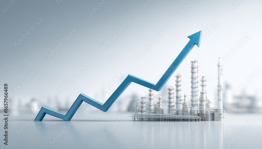 Fototapeta premium Growing Energy Sector Graph with Industrial Background