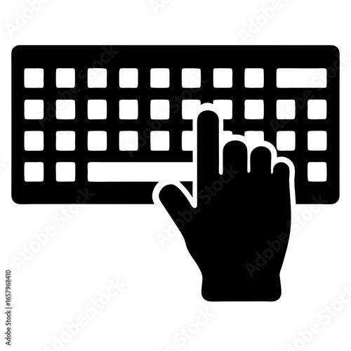 Finger interacting with keyboard keys illustration, representing computer interaction concept