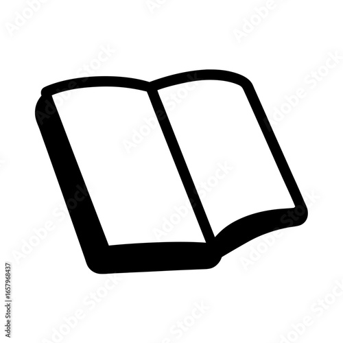 Simple black and white drawing of an open book ready to read