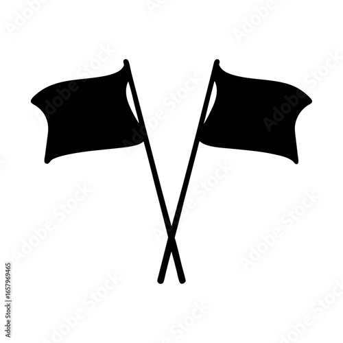 Two crossed black flags waving, symbolizing surrender or anarchy, vector illustration