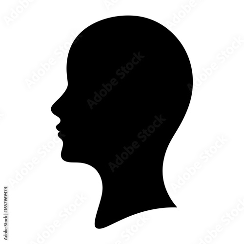 Silhouette of a person's head facing left, depicted in solid black color