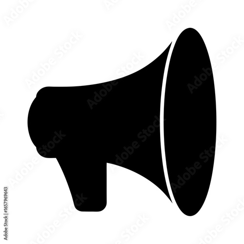 Simple black and white vector illustration of a megaphone or bullhorn
