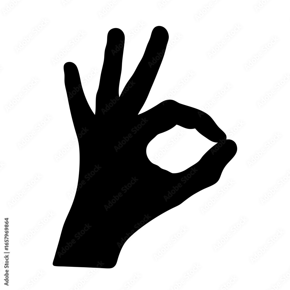 Obraz premium Silhouette of a hand gesturing OK, everything is great concept