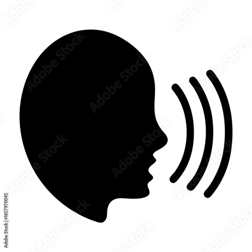 Person speaking icon depicting communication and voice recognition technology widely used