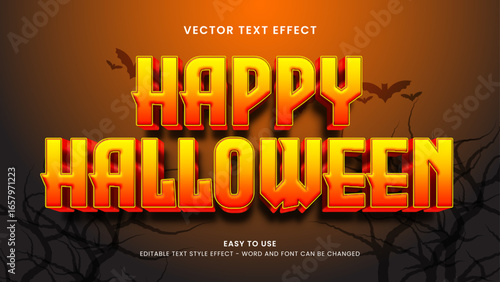 editable text effect happy halloween 3d style premium vector 