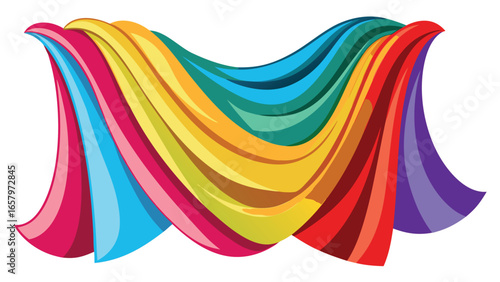 Vector art of wavy rainbow fabric draped