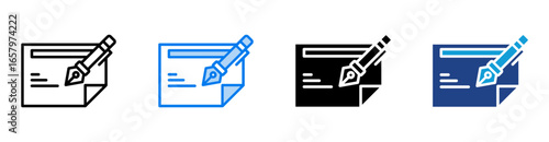 Cheque icon set multiple style collection
