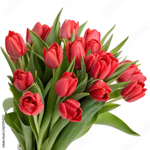 Wallpaper Mural Springtime red tulip bouquet, isolated on a white background. Torontodigital.ca