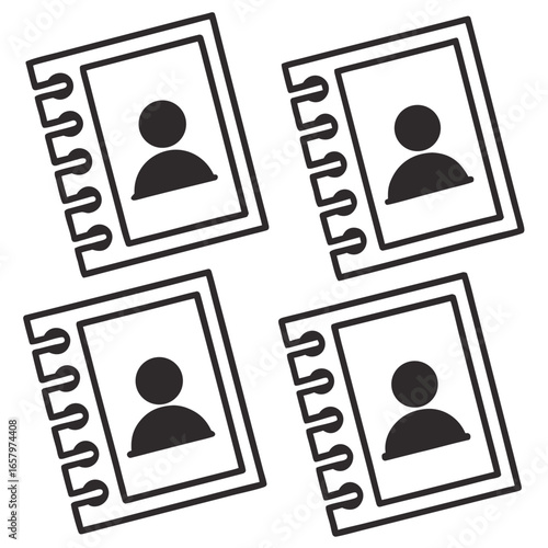 Four Notebooks With Person Icons notepad address book