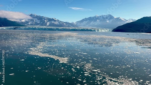 ice in water near the hubbard glacier