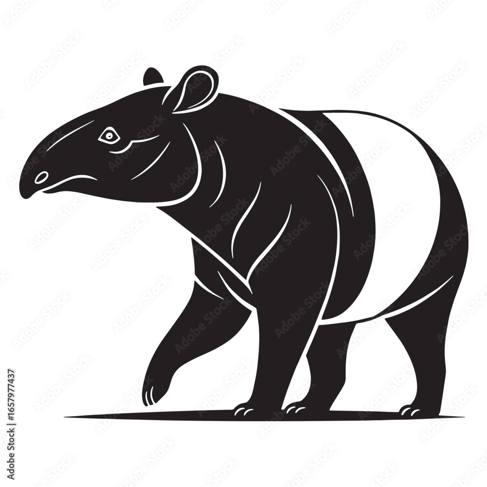Obraz premium black tapir Silhouette Vector, High Quality Illustration on White Background
