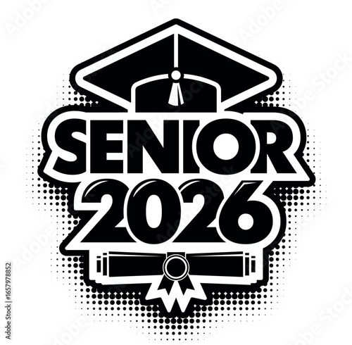 Lettering Class of 2026 for greeting, invitation card. Text for graduation design, congratulation event, T-shirt, party, high school or college graduate. Vector on transparent background