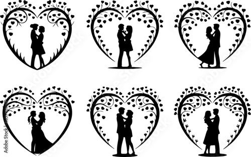 Romantic Couples in Heart love, Tree vector bundle