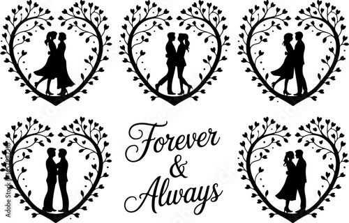 Romantic Couples in Heart love, Tree vector bundle