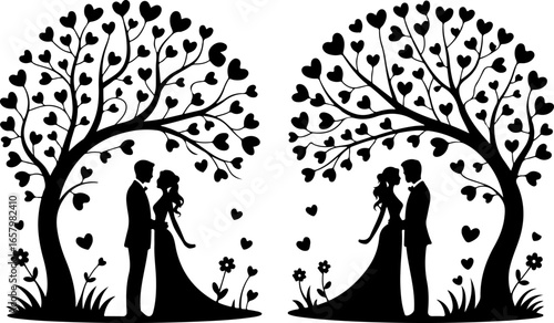 Romantic Couples in Heart love, Tree vector bundle