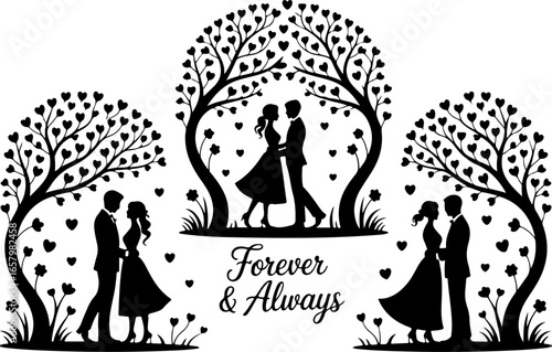 Romantic Couples in Heart love, Tree vector bundle