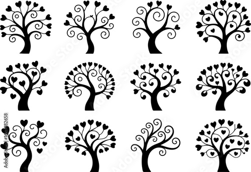 Romantic Couples in Heart love, Tree vector bundle