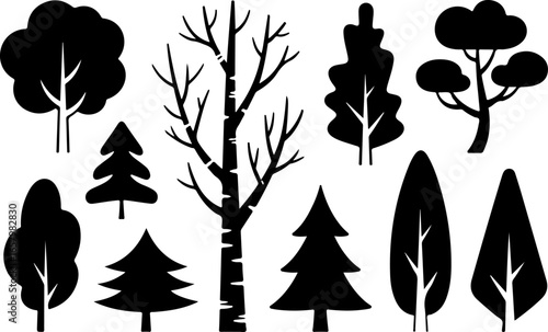 Diverse Tree  variety, forest, woodland, tree  vector bundle 