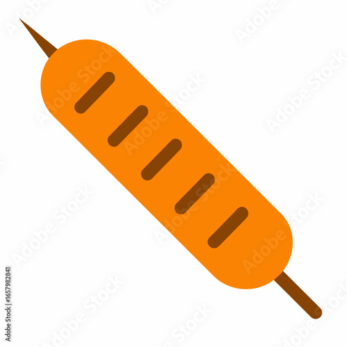 Orange Skewered Food Item with Brown Grooves