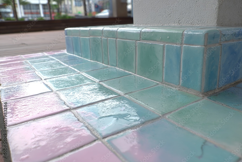 Obraz premium Colorful tile base of a light post