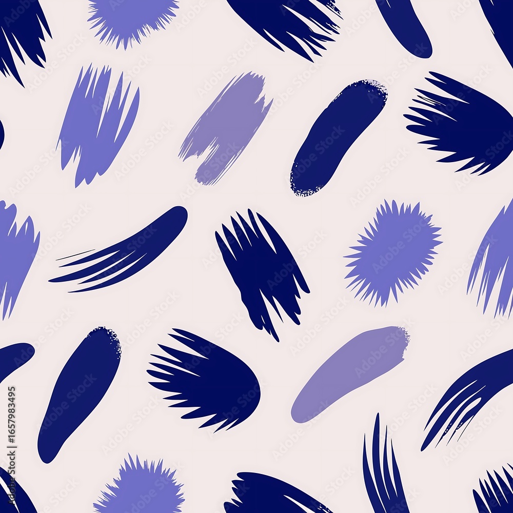 Obraz premium Abstract seamless pattern of blue and purple brush strokes, a modern artistic design for creative backgrounds and textile prints