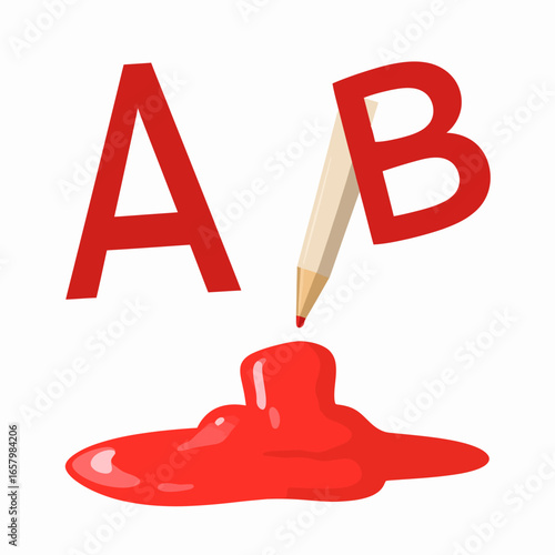 Red Colored Pencil Choice Between Letters A and B