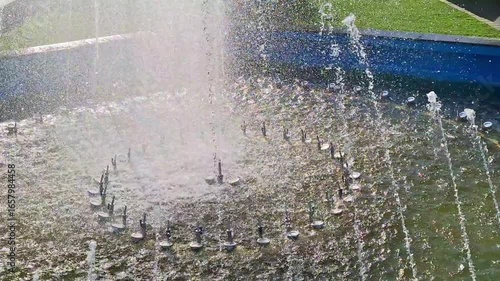 Video of an artesian fountain in Baia Mare city, Romania. 4K