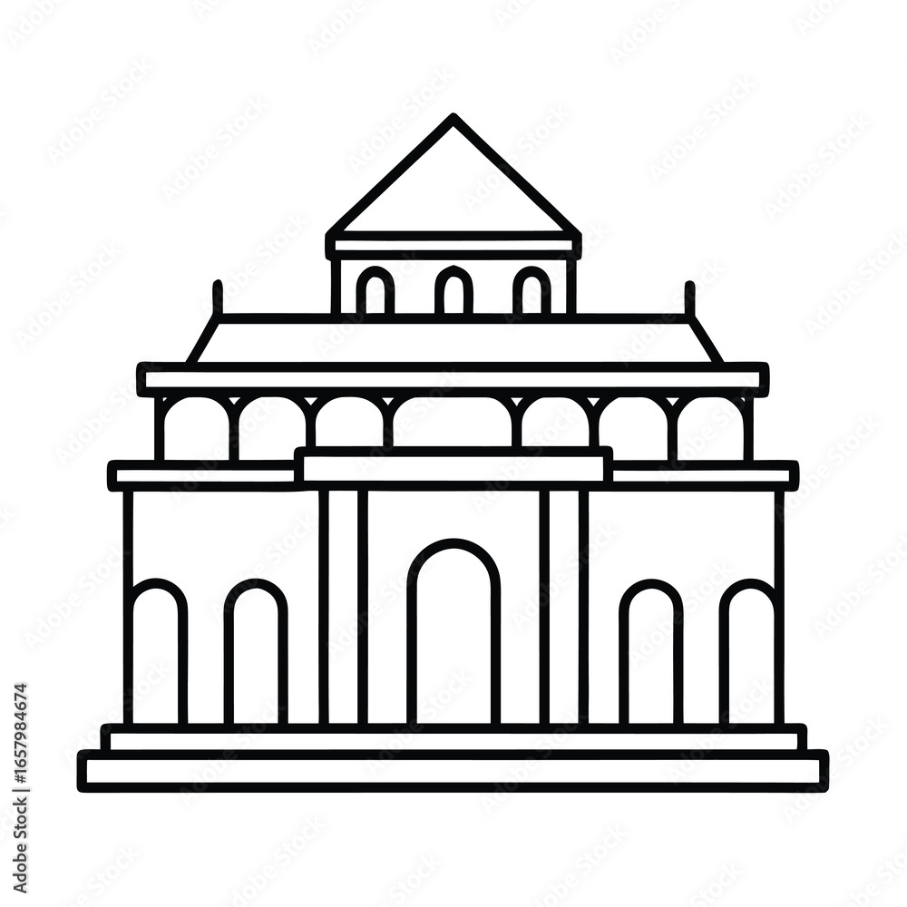 Fototapeta premium ancient architecture outline on white background