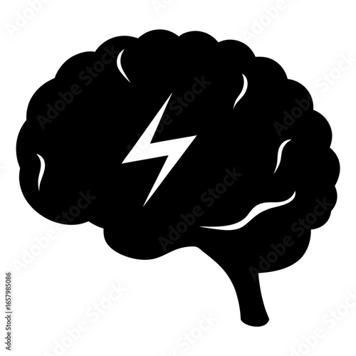 Brainstorming concept with lightning bolt inside the brain icon illustration