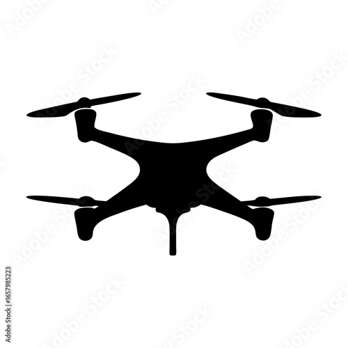 Silhouette of a quadcopter drone with propellers for aerial photography and videography