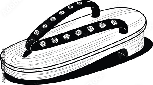 Traditional japanese geta sandal with decorative straps