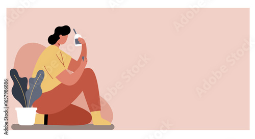 Woman applying skincare product, embodying self-care and relaxation at home. Perfect for wellness, beauty, and lifestyle content.