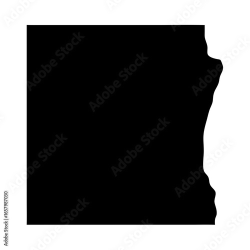 Silhouette of a Geographic Region in Black and White Showing the Border