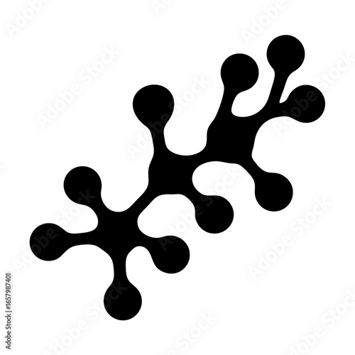 Molecular design in black with branching structure on white background