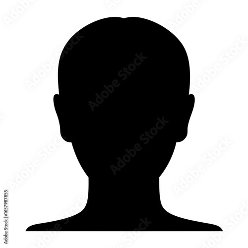 Silhouette of a person's head and shoulders isolated on white background