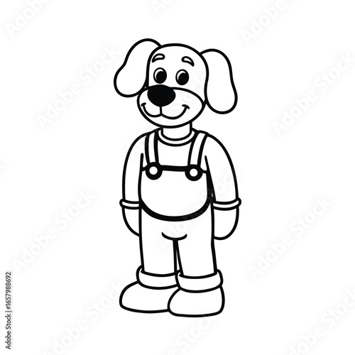 cartoon dog in overalls vector on white background