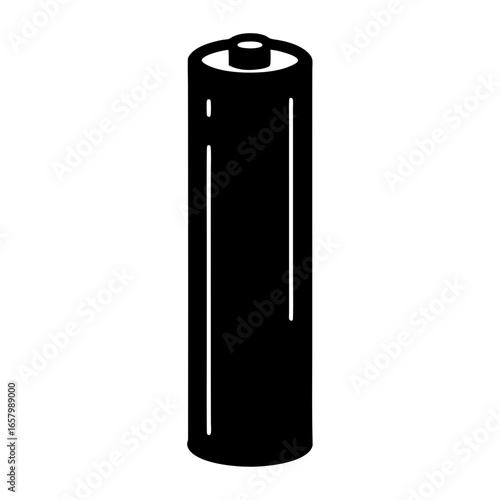 Simple black and white illustration of a single cylindrical battery object