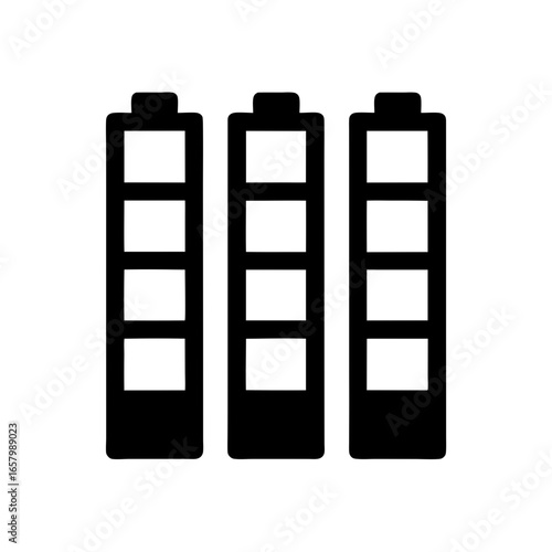 Three partially empty battery icons in a row showing low energy