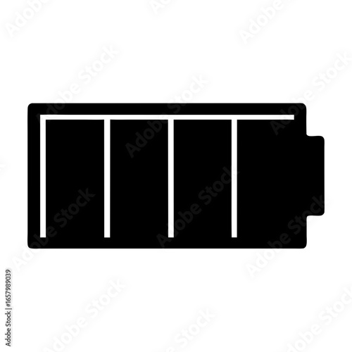 Stylized battery indicator with three visible sections showing a near depleted state