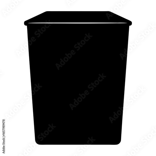 A minimalist solid black silhouette of a lidded trash or waste bin